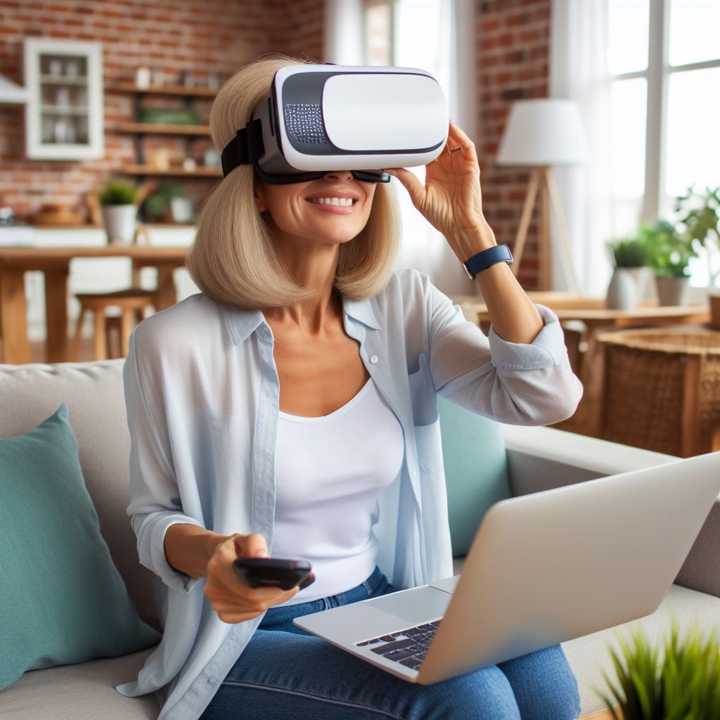 Blog gafas de realidad virtual mujer trabajando y jugando